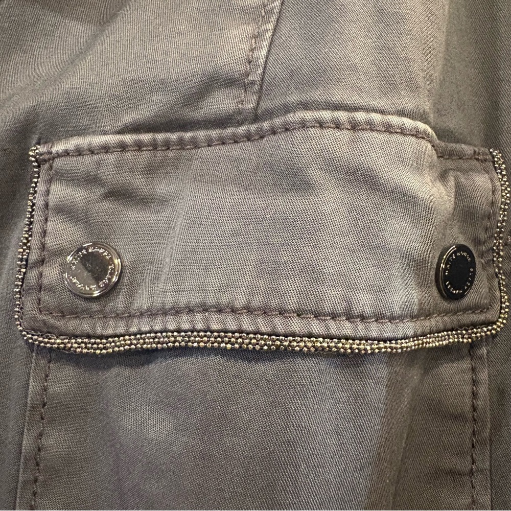 WHBM $160 Metallic Trim Utility Jacket 14 Slate Blue Stretch like new - Picture 4 of 12